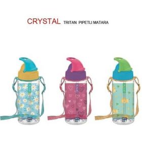 Gıpta Crystal Tritan Desenli Pipetli 500 cc Mavi Matara