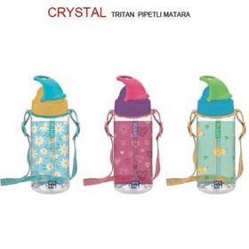 Gıpta Crystal Tritan Desenli Pipetli 500 cc Mavi Matara