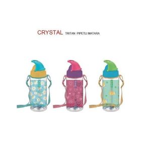Gıpta Crystal Tritan Desenli Pipetli 500 cc Mavi Matara