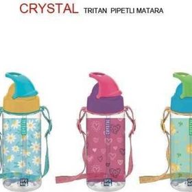 Gıpta Crystal Tritan Desenli Pipetli 500 cc Mavi Matara