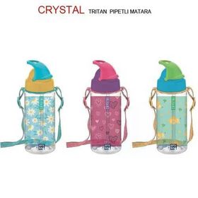 Gıpta Crystal Tritan Desenli Pipetli 500 cc Mavi Matara