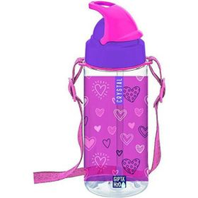 Gıpta Crystal Tritan Desenli Pipetli 500 cc Pembe Matara
