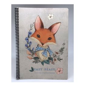 Gıpta Easy Notes A4 Tilki Desenli Tel Dikiş Karton Kapak 80 Yaprak Kareli Defter