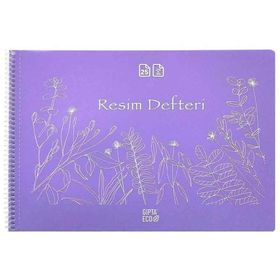 Gıpta Eco Spiralli Lila Plastik Kapak 25 Yaprak 25x35 cm Resim Defteri