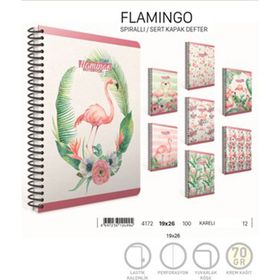 Gıpta Flamingo 17x24 100 Yaprak Çizgili Sert Kapak Spiralli Defter
