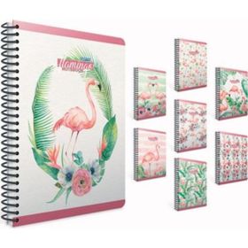 Gıpta Flamingo 17x24 cm 100 Yaprak Kareli 3'lü Sert Kapak Spiralli Defter
