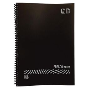 Gıpta Fresco A4 Plastik Kapak 80 Yaprak Çizgili Spiralli Siyah Defter
