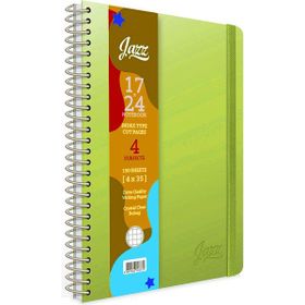 Gıpta Jazz Yeşil 4 Seperatörlü Spiralli Sert Kapak 150 Yaprak 17X24 Çizgili Defter