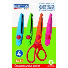 Gıpta K711 Desen Kesimli 1 Makas+3 Yedek Uç Çoçuk Makası