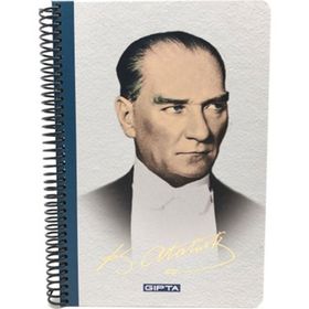 Gıpta M.K. Atatürk Açık Renk Kareli A4 Sipralli 100 Yaprak Defter