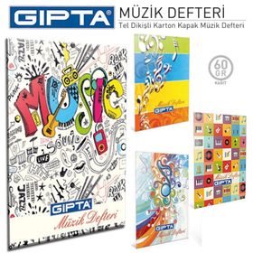 Gıpta Müzik 17x24 40 Yaprak Tel Dikişli Karton Kapaklı Müzik Defteri