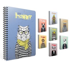 Gıpta My Habit Spiralli Köpekli Gri Karton Kapak 80 Yaprak A4 Kareli Defter