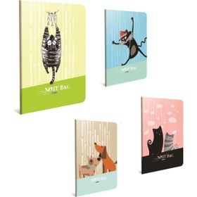 Gıpta Note Bag Kedi Desenli A4 100 Yaprak Renkli Kareli Defter