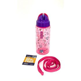 Gıpta Pembe Crystal Tritan Desenli Pipetli 500 ml Matara