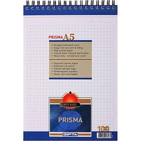 Gıpta Prisma A5 Bloknot Karton Kapak 100 Yaprak Kareli Defter