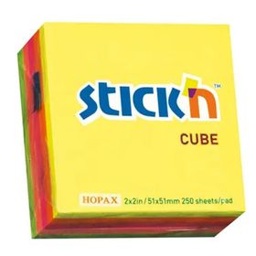 Gıpta Stickn 50x50 mm Neon 5 Renk Küp 250 Yaprak Yaprak Not Defteri