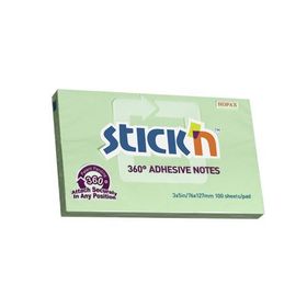 Gıpta Stickn 76x127 mm 360 Derece Yapışkanlı Yeşil 100 Yaprak Not Defteri