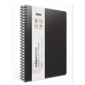 Gıpta Sunday Notes Siyah Sert Deri Kapak 140 Yaprak A4 Kareli Spiralli Defter