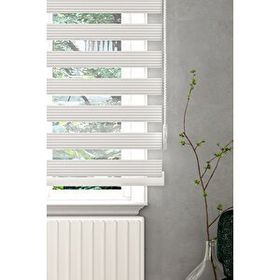 Givayo 190x200 cm Stor Beyaz Dar Pliseli Zebra Stor Perde