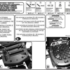 Givi E528M Suzuki DL 650-1000 V-Strom 02-11 - Kawasaki KLV 1000 04-10 Arka Çanta Taşıyıcı