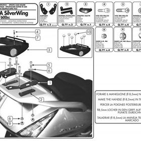 Givi SR19M Honda Silverwing - ABS 400-600 01-09 - SW-T 400-600 09-17 Arka Çanta Taşıyıcı