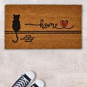 Giz Home 35x60 cm Bej Duvardaki Kedi Kapı Önü Paspası