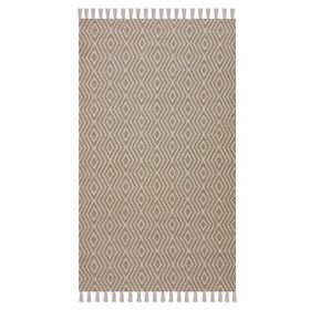 Giz Home Jacq 120x180 cm Kahverengi Beyaz Geometri Pamuk ve Jüt Halı