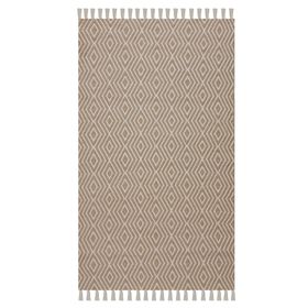 Giz Home Jacq 120x180 cm Kahverengi Beyaz Geometri Pamuk ve Jüt Halı