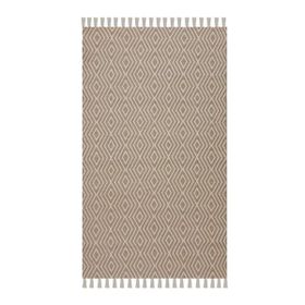 Giz Home Jacq 80x150 cm Kahverengi Beyaz Geometri Pamuk ve Jüt Halı