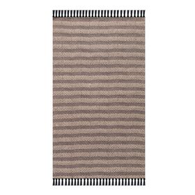 Giz Home Jacq Zigzag 80x150 cm Kahverengi Siyah Pamuk ve Jüt Halı