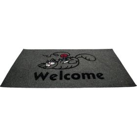 Giz Home Tody Flok Gri Welcome Kedi 40x70 cm Kapı Paspası