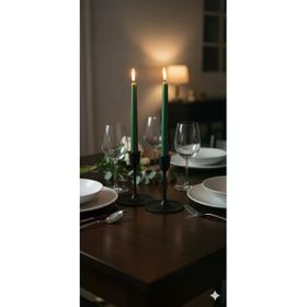 Gizemli Home 2'li Çam Yeşili Metalik Şamdan Mumu