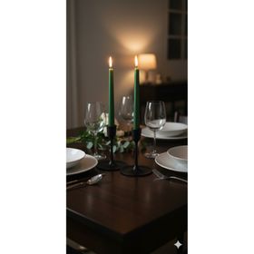 Gizemli Home 2'li Çam Yeşili Metalik Şamdan Mumu