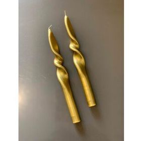Gizemli Home 2'li Set Altın Yaldız Gold Burgulu Şamdan Mumu