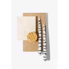 Gizemli Home 2'li Set Siyah Zebra Desen Şamdan Mumu