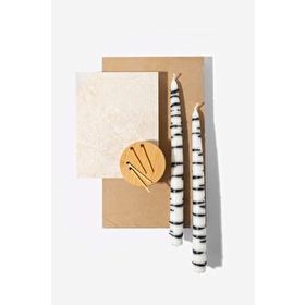Gizemli Home 2'li Set Siyah Zebra Desen Şamdan Mumu