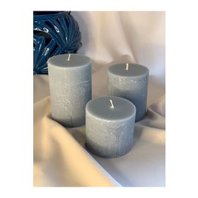 Gizemli Home 3'lü Set Açık Gri Çap: 6,5 Beton Döküm Silindir Mum
