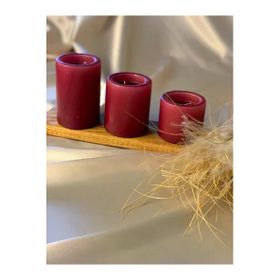 Gizemli Home 3'lü Set Bordo Çap: 6,5 Çökertme Silindir Mum