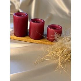 Gizemli Home 3'lü Set Bordo Çap: 6,5 Çökertme Silindir Mum