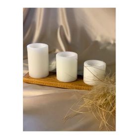 Gizemli Home 3'lü Set Çap: 6,5 Beyaz Çökertme Slindir Mum