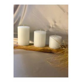 Gizemli Home 3'lü Set Çap: 6,5 Beyaz Silindir Mum