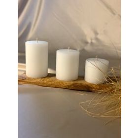Gizemli Home 3'lü Set Çap: 6,5 Beyaz Silindir Mum