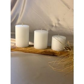 Gizemli Home 3'lü Set Çap: 6,5 Beyaz Silindir Mum