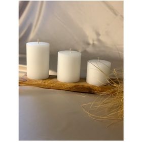 Gizemli Home 3'lü Set Çap: 6,5 Beyaz Silindir Mum