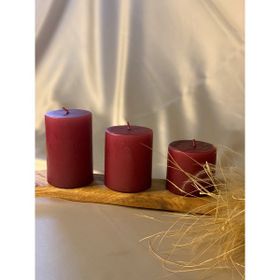 Gizemli Home 3'lü Set Çap: 6,5 Bordo Silindir Mum