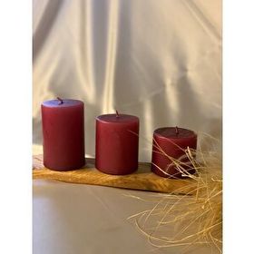 Gizemli Home 3'lü Set Çap: 6,5 Bordo Silindir Mum