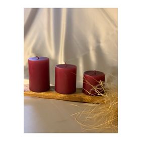 Gizemli Home 3'lü Set Çap: 6,5 Bordo Silindir Mum