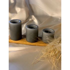 Gizemli Home 3'lü Set Çap: 6,5 Gri Çökertme Slindir Mum