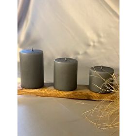Gizemli Home 3'lü Set Çap: 6,5 Gri Çökertme Slindir Mum