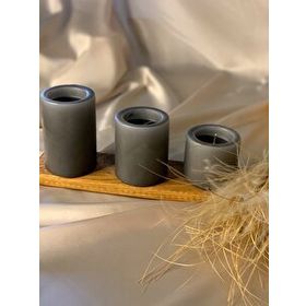Gizemli Home 3'lü Set Çap: 6,5 Gri Çökertme Slindir Mum